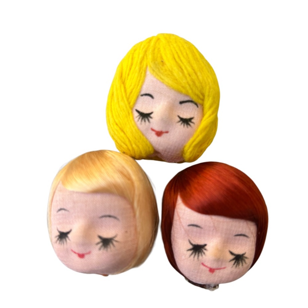 Vintage 1960s Mid Century Doll Heads Set of 3